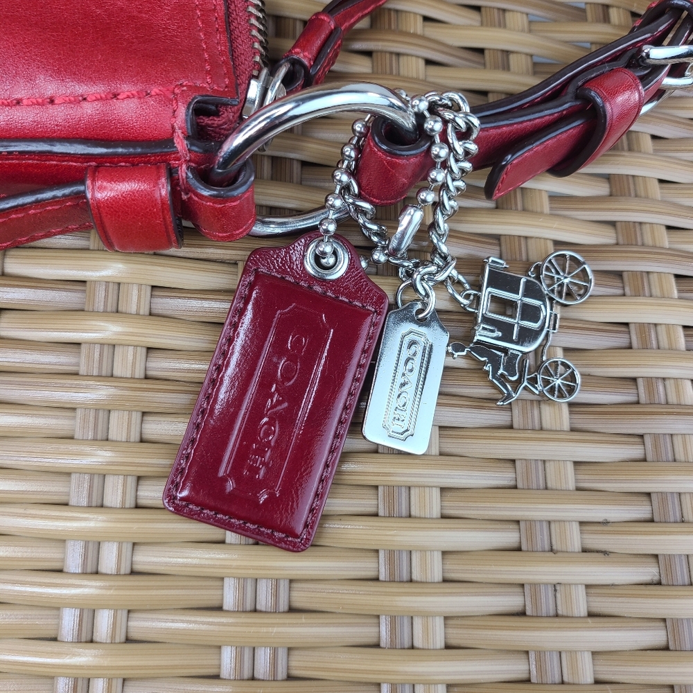 Coach Red Leather Shoulder Bag - Picture 10 of 16